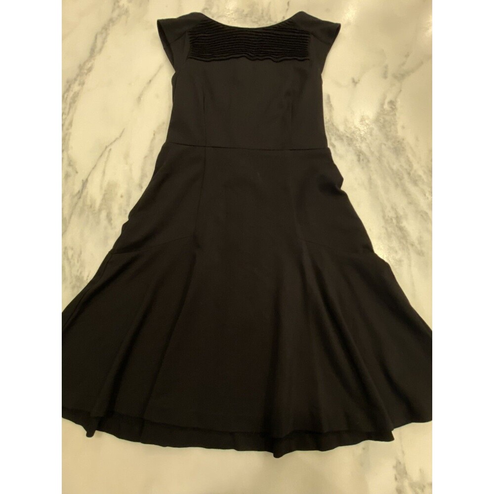 Banana Republic Womens Black Pleated Neckline Fit & Flare Dress Sleeveless 2